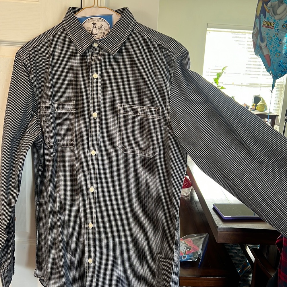 Old Navy black and white checkered shirt, medium